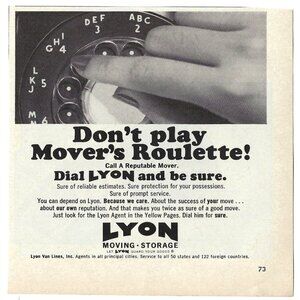 1967 Lyon Don’t Play Mover’s Roulette Moving Storage Vintage Magazine Print Ad